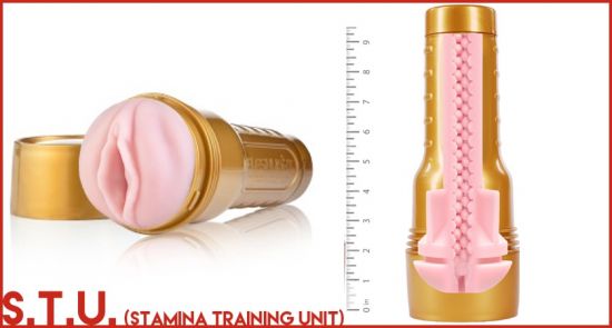 It is a golden structure fleshlight with a pocket pussy. 